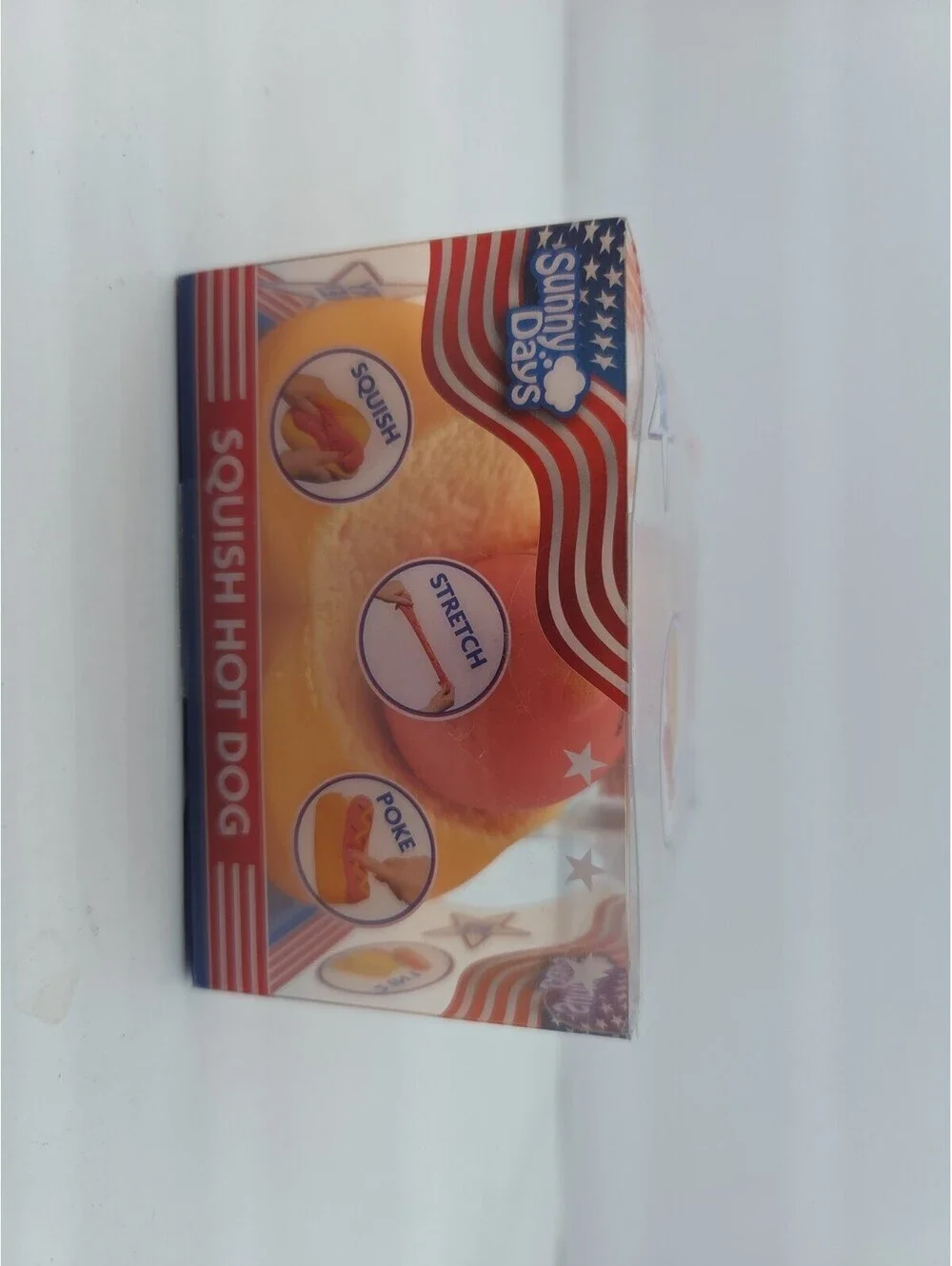 Sunny Days Squish Hot Dog 2-in-1 Tactile Squishy Squeeze Toy Yellow Orange NEW